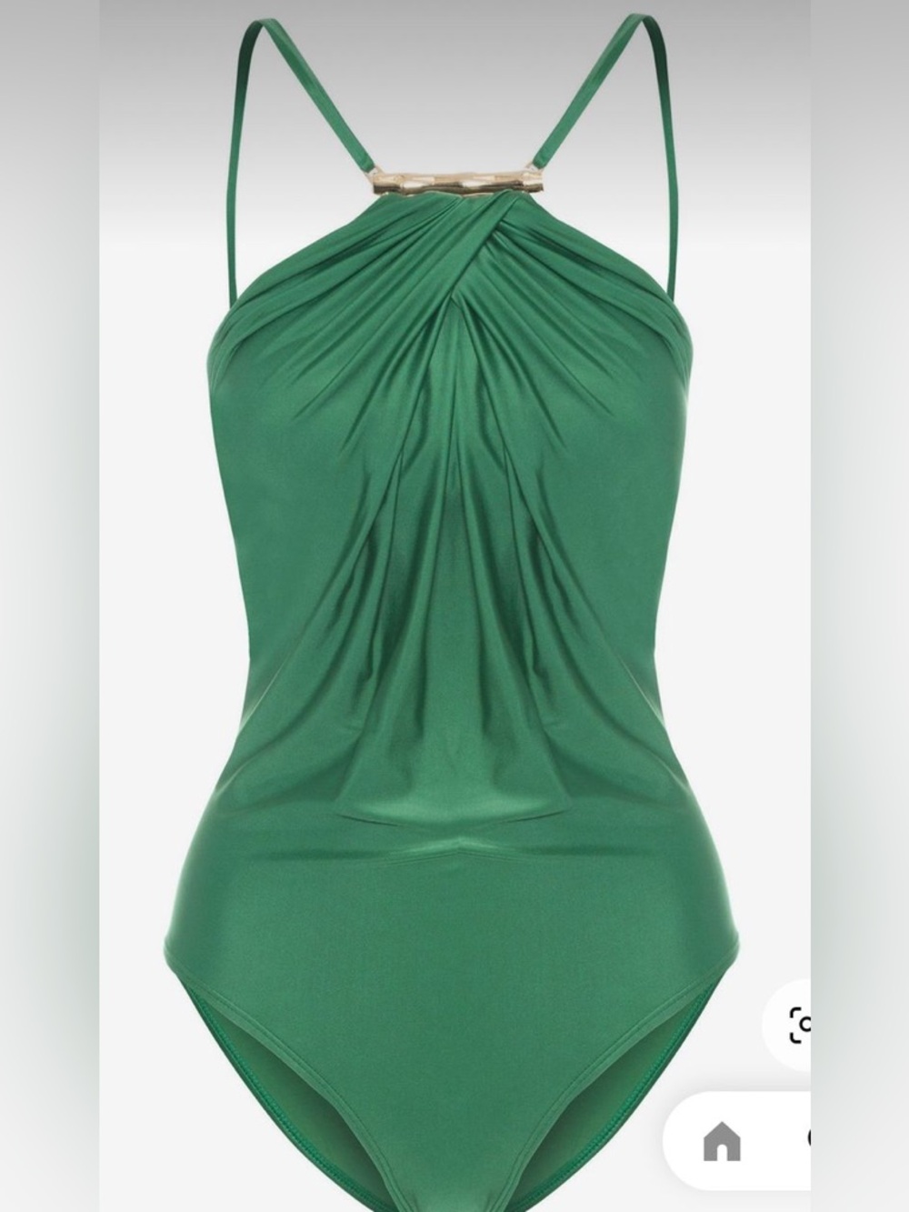 Emerald Halter Bodysuit with Front Gather